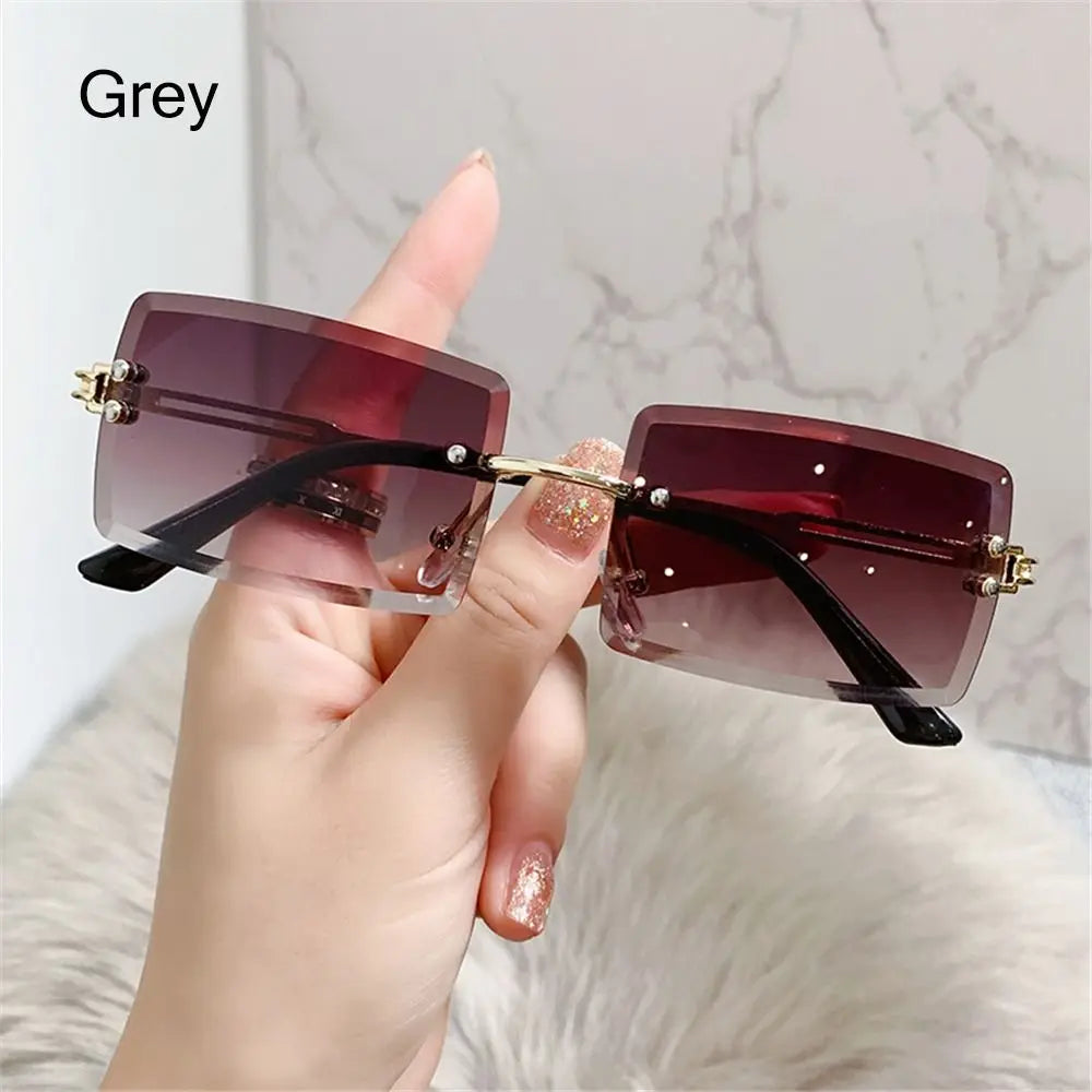 Retro Sunglasses Men Brand Designer Fashion Rimless Sun Glasses Shades Cutting Lens Ladies Frameless Eyeglasses