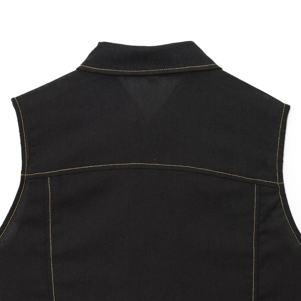 Women's Color Contrasting Stitch Collar Single breasted Straight Tank Top Long Fold Belt Bermuda Shorts Summer New Pants