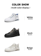 Men's Mid-top Shoes with Simple Solid Color Design Flat Bottom for All Seasons Durable  Anti-slip Lace-up Walking Casual Shoes