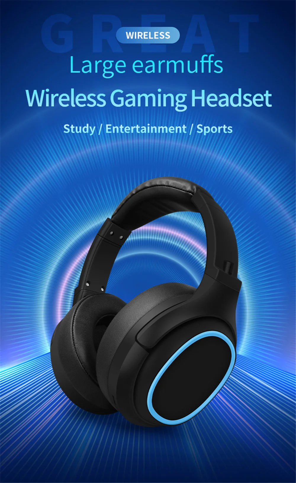 Large Earmuffs Headphones Bluetooth Earphones Wireless Headsets Bass Headset Noise Cancelling With Mic Helmet Support TF-card