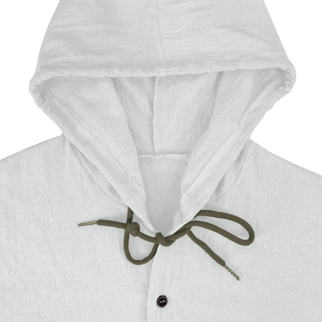 Summer Men's Linen Shirt Solid Streetwear Long Sleeve Hoodie Cardigan Clothing For Men Button Tops Casual Loose Men Hooded Shirt