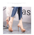 Women 12CM High Heels Outdoor Shallow Mouth Sandals 2025 New Summer Thick Platform Slippers Simple Style Slide Shoes For Woman