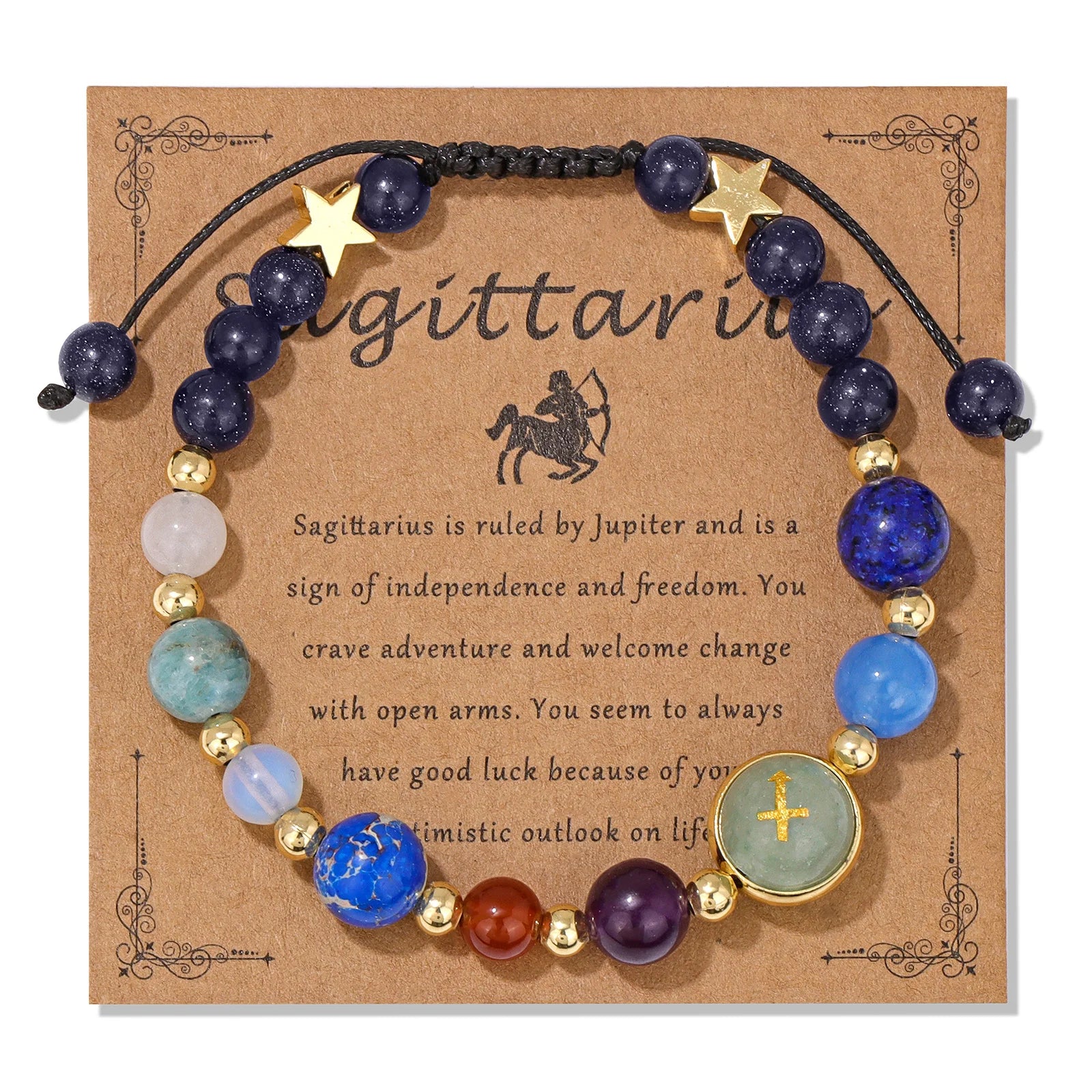 Natural Stone Constellation Bracelet Aries Leo Sagittarius Zodiac Sign Stone Bead Bangle Handmade Jewelry Birthday Gift