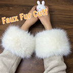 Women Winter Warm Faux Fur Cuff Arm Warmer Soft Elastic Wrist Slap On Cuffs Lady Bracelet Fur Wristband Gloves Sleeves Accessory