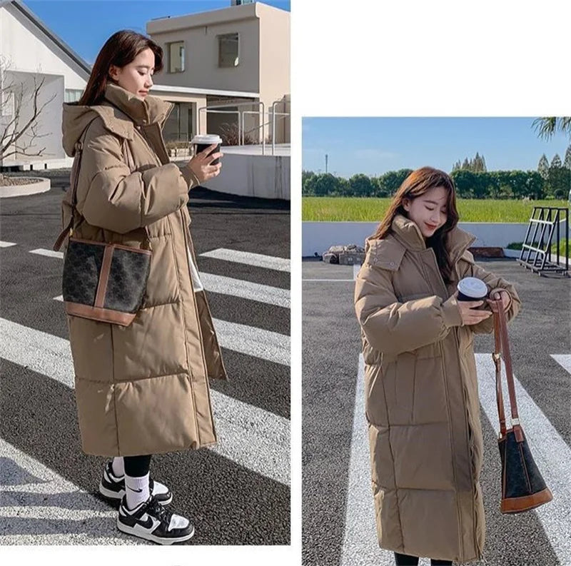 2024 New Winter Autumn Women Jacket White Duck Down Hoodies Puffer Jackets Long Coats Warm Windproof Black White Coats Outwear