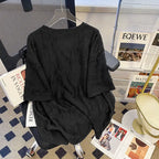 Embroidered Holes Short Sleeve T-Shirt Women Summer New Top