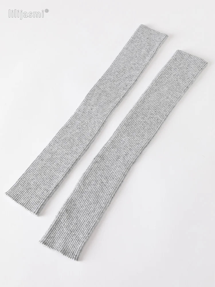 Autumn Winter 40 50 60CM Women's Wool Arm Warmers Knitted Woolen Arm Sleeve Solid Fine Long Knitted Fingerless Gloves Wholesale