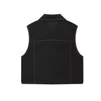 Women's Color Contrasting Stitch Collar Single breasted Straight Tank Top Long Fold Belt Bermuda Shorts Summer New Pants