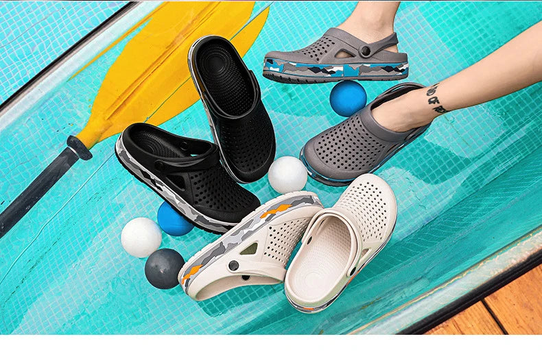 Slippers for men in summer, wearing breathable sandals outside the head, outdoor cooldown, anti slip beach, straight drag