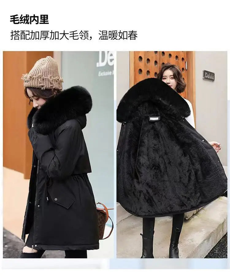 Winter Coat 2025 New Women's Thick Cotton Jacket Women's Medium long Korean version Fur collar Coat Female Warm Parka Overcoat