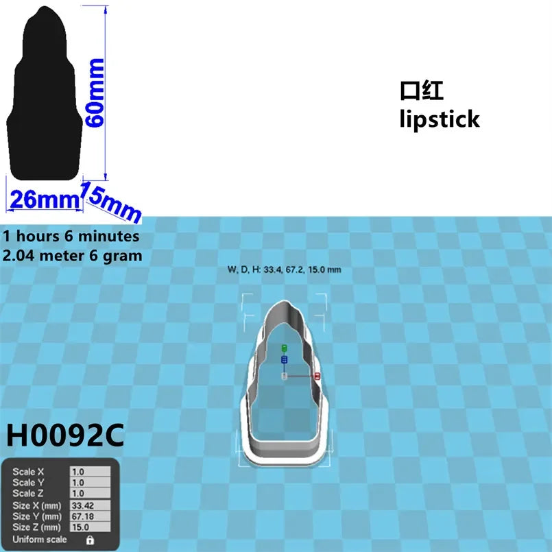 Four Specification Cartoon Women's Cosmetics Graphics Lipstick,Plastic Mold,Cake Fondant Tools,Cookie and Sushi Fruits Cutters