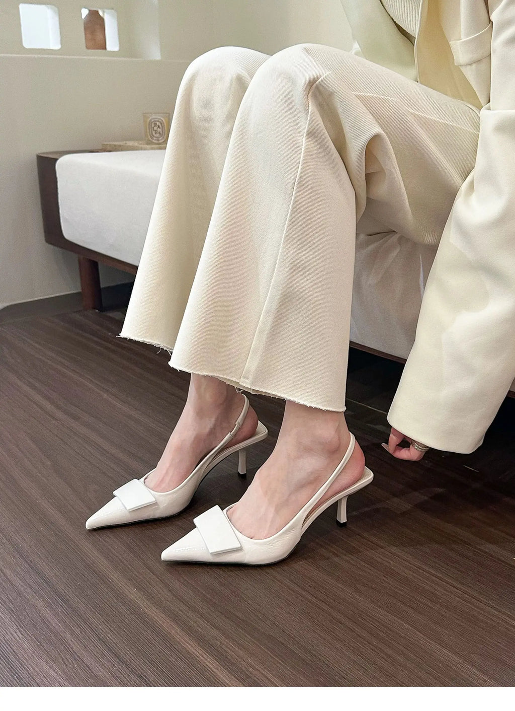 Womens Leather Slippers High Heels Shoes Party Pumps Woman Summer Sandals Women High Heel Slingback Sandal Shoes