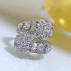 SpringLady  925 Sterling Silver Sparkling Full High Carbon Diamond Flowers Rings For Women Wedding party Fine Jewelry