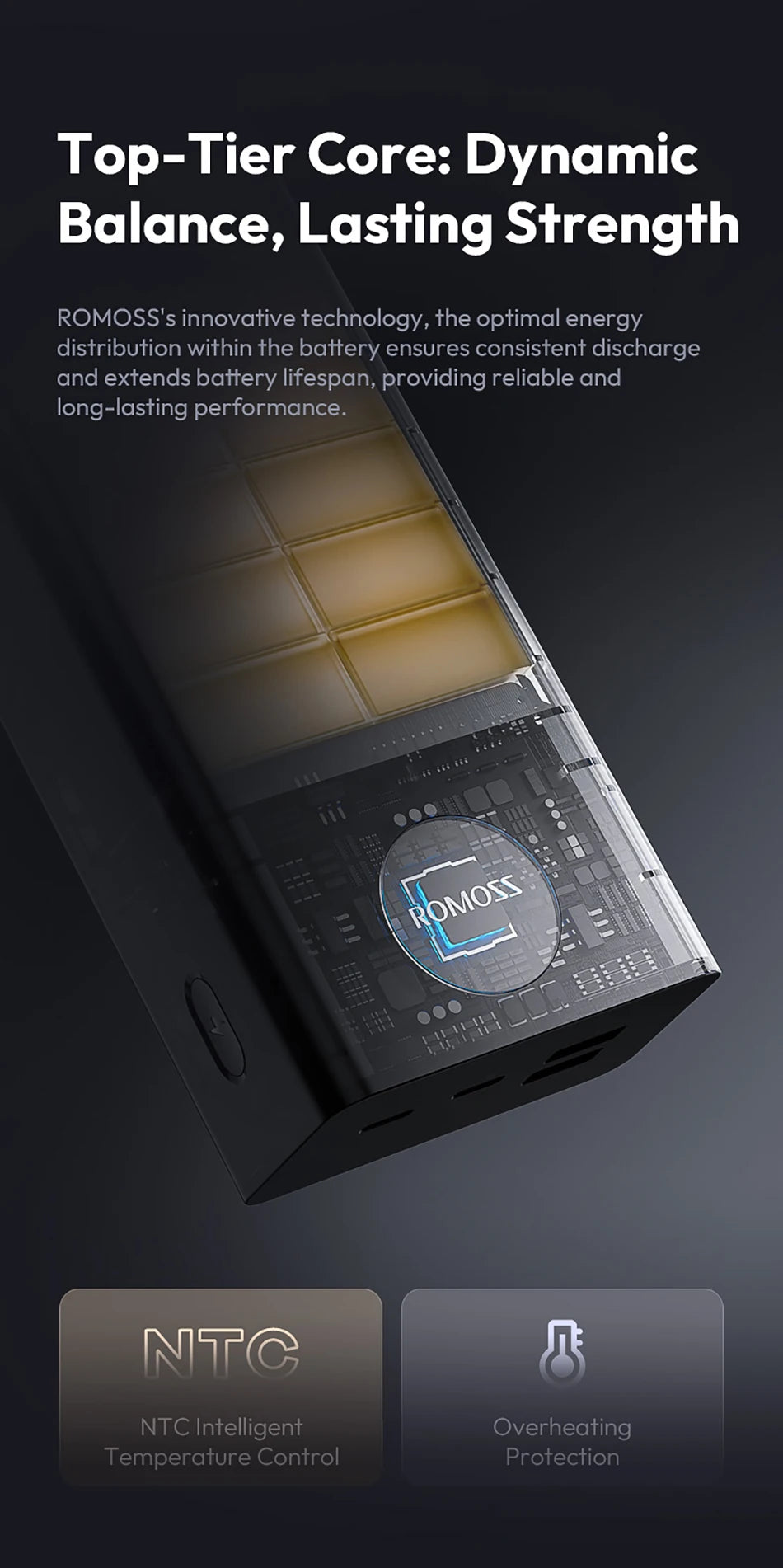 Romoss Power Banks 27000mAh 65W Fast Charge Laptop Portable Charger Powerbank External Battery For iPhone 16 Xiaomi Huawei