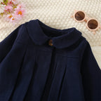 Winter New Girl'S Coat Long Warm Solid Color Fold Lapel Simple Fashion Girl Shawl Long Sleeve Loose Woolen Long Coat