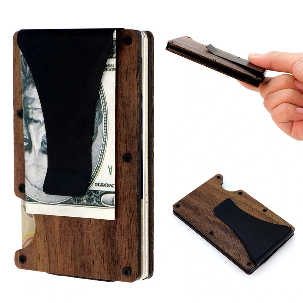 Minimalist Wallets for Men - Slim Aluminum Money Clip- RFID Blocking Metal Wallet - Front Pocket Credit Card Holder