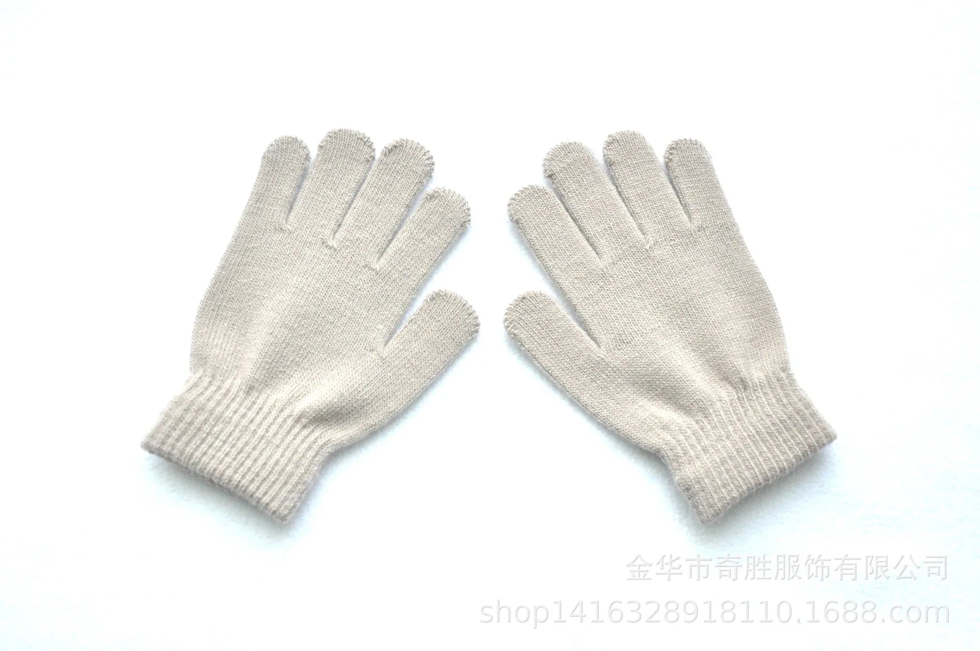 Winter 4-11 Year Old Children's Writing Cold-proof Warm Gloves Solid Color Knitted Wool Acrylic Full-finger Split-finger Gloves