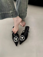 Flower Pointed Toe High Heels Women Luxury Designer Sandals Female Summer Elegant Fashion Pumps Woman Flower Mule Slippers Women