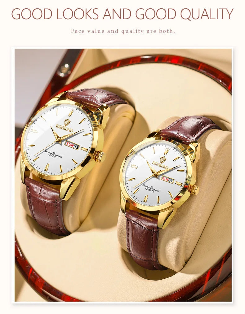 Man Watch Top Luxury Brand Couple Watch For Women Men Waterproof Clock Male Calendar Quartz Wrist Watches Leather Strap Ladies