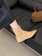 Women Flats Pointed Toe Boots Sexy Suede Ankle Boots Designer 2025 New Winter Shoes Chelsea Elegant Party Woman Fashion Botas
