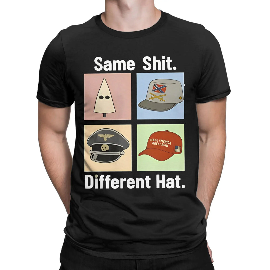Men's Same Shited Different Hat T Shirt  Pure Cotton Clothing Fashion Short Sleeve Round Collar Tee Shirt Summer T-Shirt