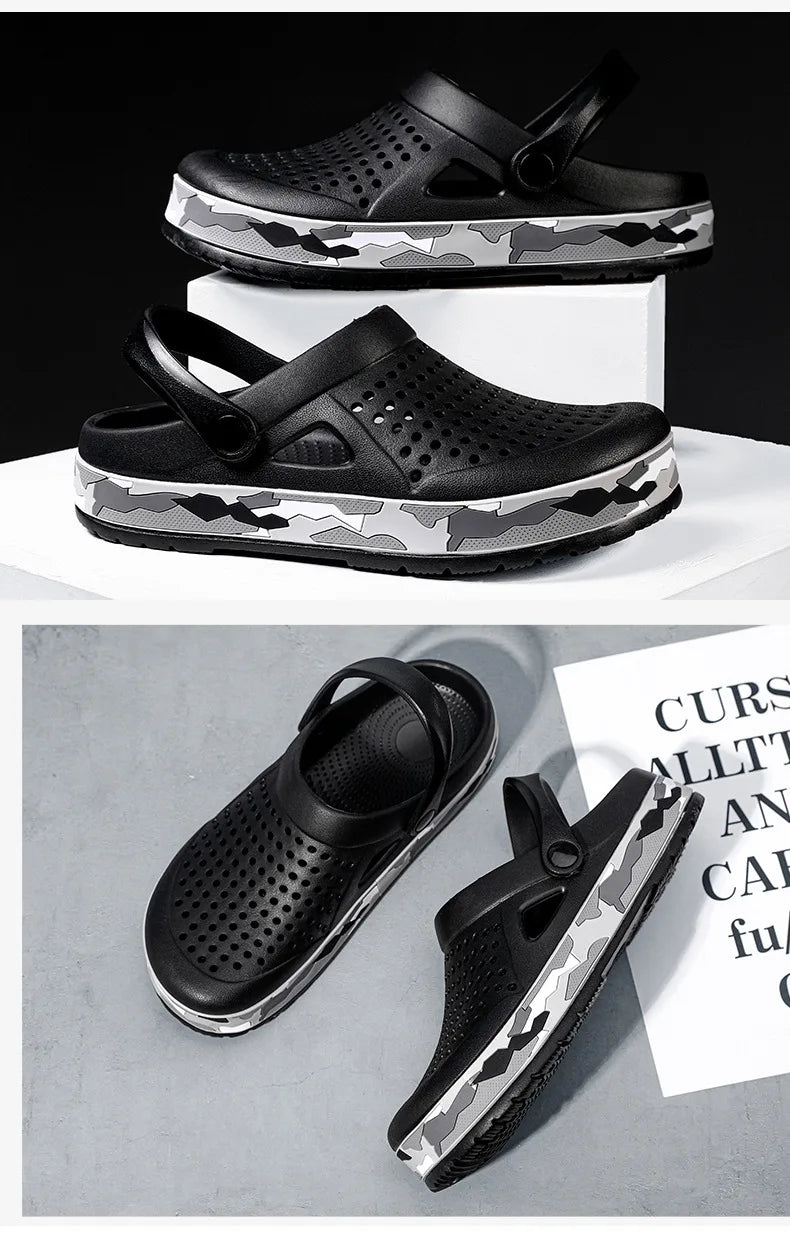 Slippers for men in summer, wearing breathable sandals outside the head, outdoor cooldown, anti slip beach, straight drag