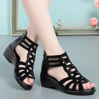 2023 Women Sandals Wedges New Summer Comfortable Hollow Roman Sandals Elegant Low Heel Shoes for Women Fashion Zapatos De Mujer