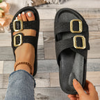 Women's Slippers Solid Color One Line Thick Soles Anti Slip Wear-resistant Fashionable Indoor Outdoor Slides Women Beach Sandals