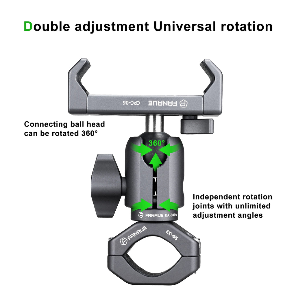 FANAUE Motorcycle Mobile Phone Holder Extension Handlebar Hoop Ball head Base Sports Camera Quick Disassembly Anti-theft