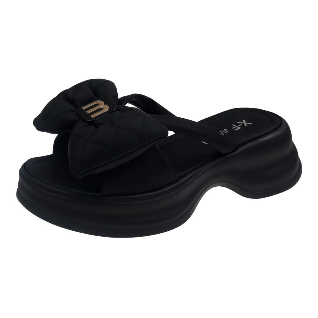 Women Slippers 2024 New Summer Casual Shoes Versatile Thick Sole Sandals Women Outwear Bow Beach Slippers Sexy Slides Women