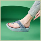 Women's Sandals Summer  Casual Non-Slip Suede  Diamond Soft Platform Wedge Flip Flop Walking Beach Slippers Shoes Woman