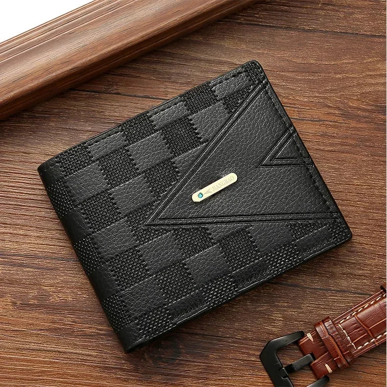 Men's Wallet Casual Short Wallets Youth Fashion Soft PU Leather Business Credit ID Card Holder Billfold Purse Mini Money Bag