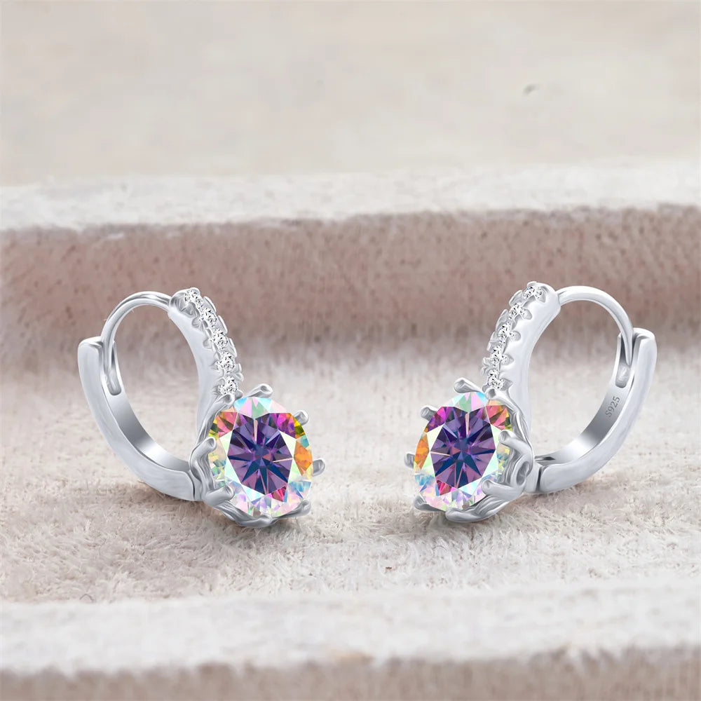 2 Carat Moissanite Drop Earrings Silver Stud Classic Solitaire Jewelry Women's Fashion Diamond Ear fine Jewelry gift