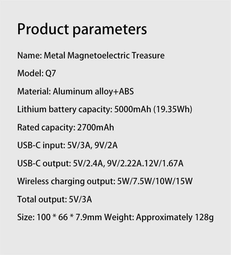 Magnetic Wireless Power Bank Qi2 Alloy Backup Battery PD20W Fast Charging For MagSafe External Battery Portable Charger