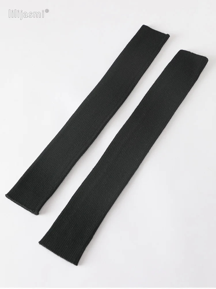 Autumn Winter 40 50 60CM Women's Wool Arm Warmers Knitted Woolen Arm Sleeve Solid Fine Long Knitted Fingerless Gloves Wholesale