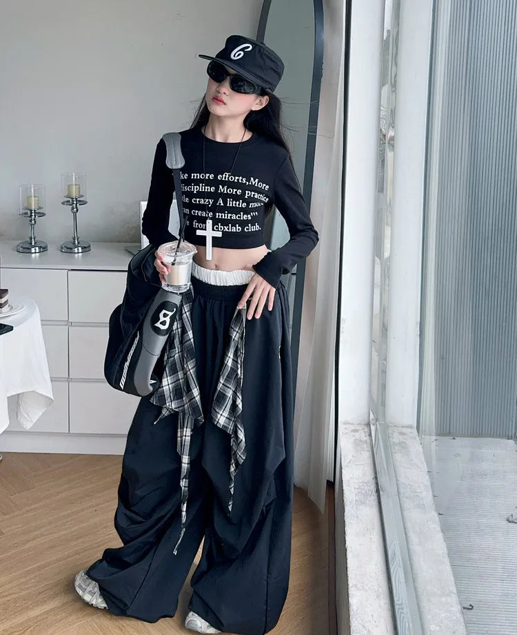 Pants Two Pieces Set Grid Trousers Tops Suits Casual Daily Childrens Clothes 2025 New Fashionable Children Autumn Clothing Girls