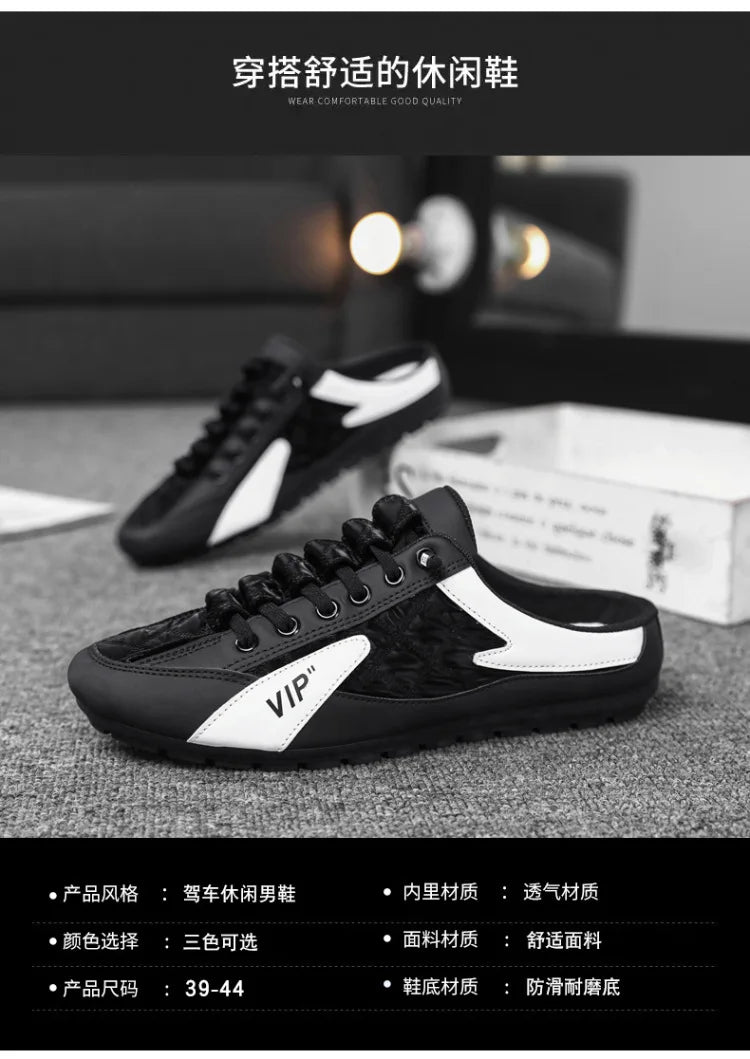 Half Slippers for Men Trendy Men's Flat Bottom Casual Shoes Soft Sole Support Shoes Men's Sneakers Zapatos De Hombre 2024