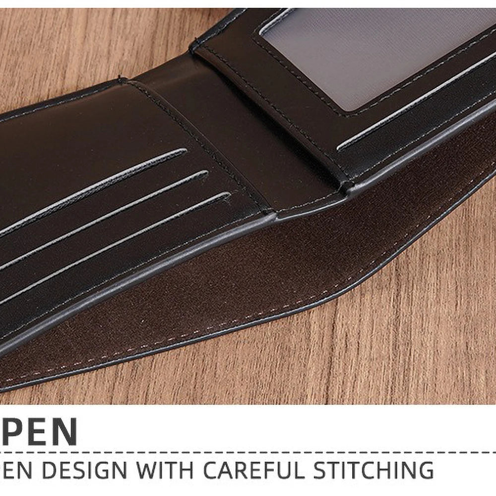 Men's PU Wallet, High - Quality Leather - Like, 6 Magnetic Slots + 1 Banknote Slot, Zipper Coin Pocket, ID Card Window
