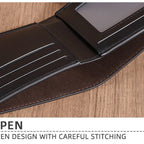 Men's PU Wallet, High - Quality Leather - Like, 6 Magnetic Slots + 1 Banknote Slot, Zipper Coin Pocket, ID Card Window