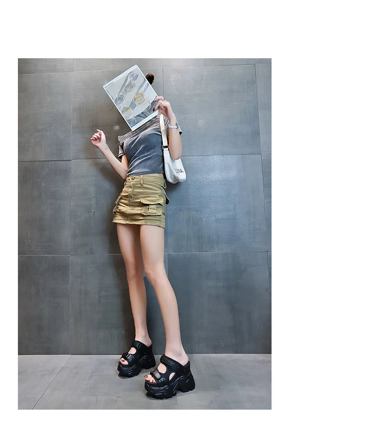 Women Slippers Female Sandals 10CM High Heels Ladies High Platform Beach Slides New 2025 Summer Chunky Flip Flops Woman