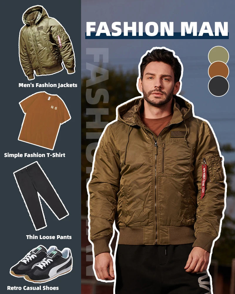Men's winter jacket is very stylish waterproof and windproof, thickened with padded