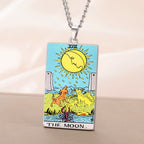 Dawapara 22 Styles Tarot Card Good Luck Amulet Necklace Sun Moon UV Colorful Pendant Stainless Steel Spiritual Jewelry