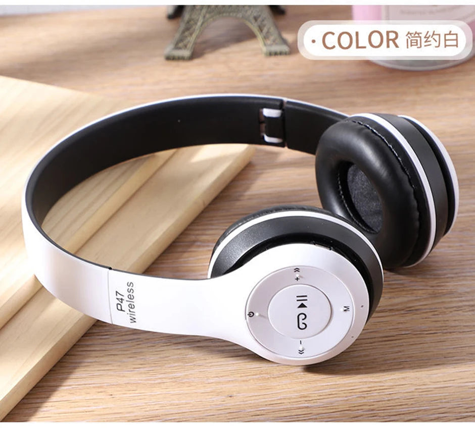 Handsfree Wireless Headphones Noise Canceling Headphone memory Card Earphone P47 headset Bluetooth Head Phone for iPhone Huawei