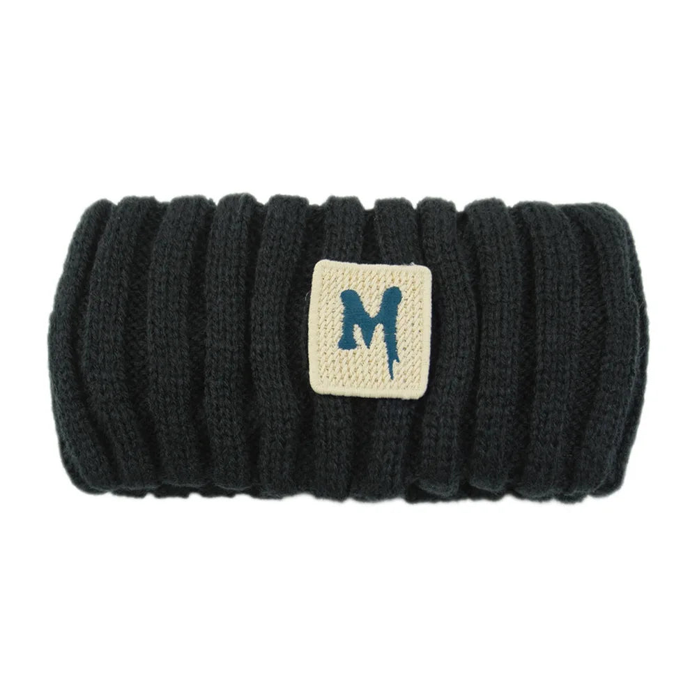 Winter Warm Letter Embroidery Headband For Women Handmade Solid Color Elastic Knitting Wool Turban Bandage Hair Accessories