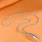 Creative 925 Silver Ethnic Style glossy Necklace Keel chains Banquet faceted wolf tooth Pendant for Men's Retro Jewelry