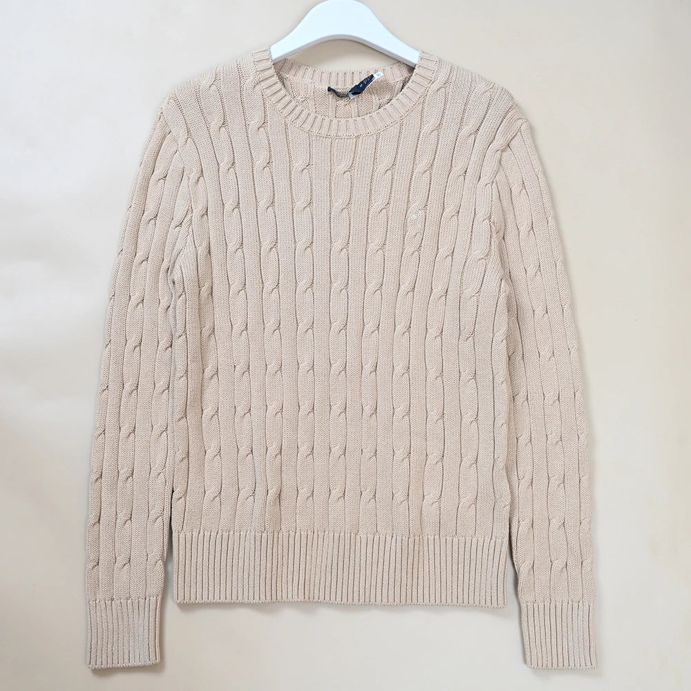 New Women's Embroidered Logo Simple Twisted Design Casual  Color round Ne Long Sve Knitted Sweater Autumn Winter