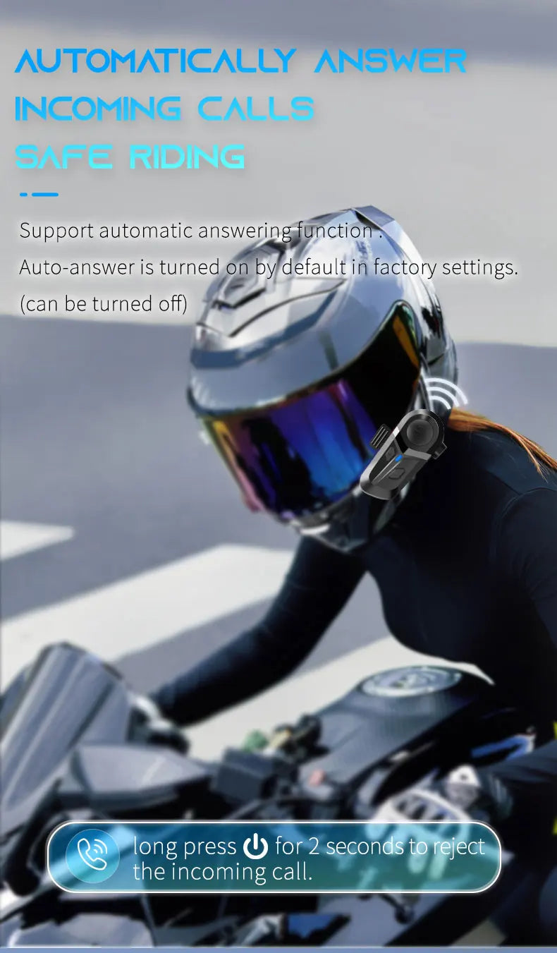 Bluetooth 5.3 Helmet Headset Wireless Hands-free Call Phone Kit Motorcycle Waterproof Earphone Music Player Speaker Moto