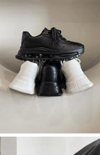 Sports shoes for men casual leather shoes street fashion brand design shock absorption soft sole height increasing dad shoes