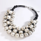 3 Layer Golden Silvery CCB Material Irregular Ball Beaded Necklace European American Fashion Collar Necklaces New Female Jewelry