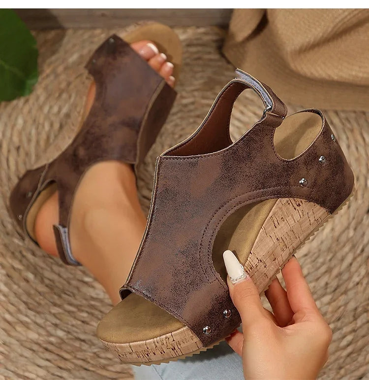 Women's Sandals High Heels Sandals With Wedges Shoes Woman Platform Sandals Summer Peep Toe Heeled Slippers Sandalias De Mujer